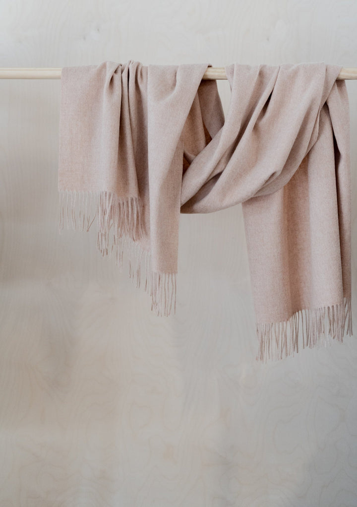 Lambswool Blanket Scarf in Sand Melange