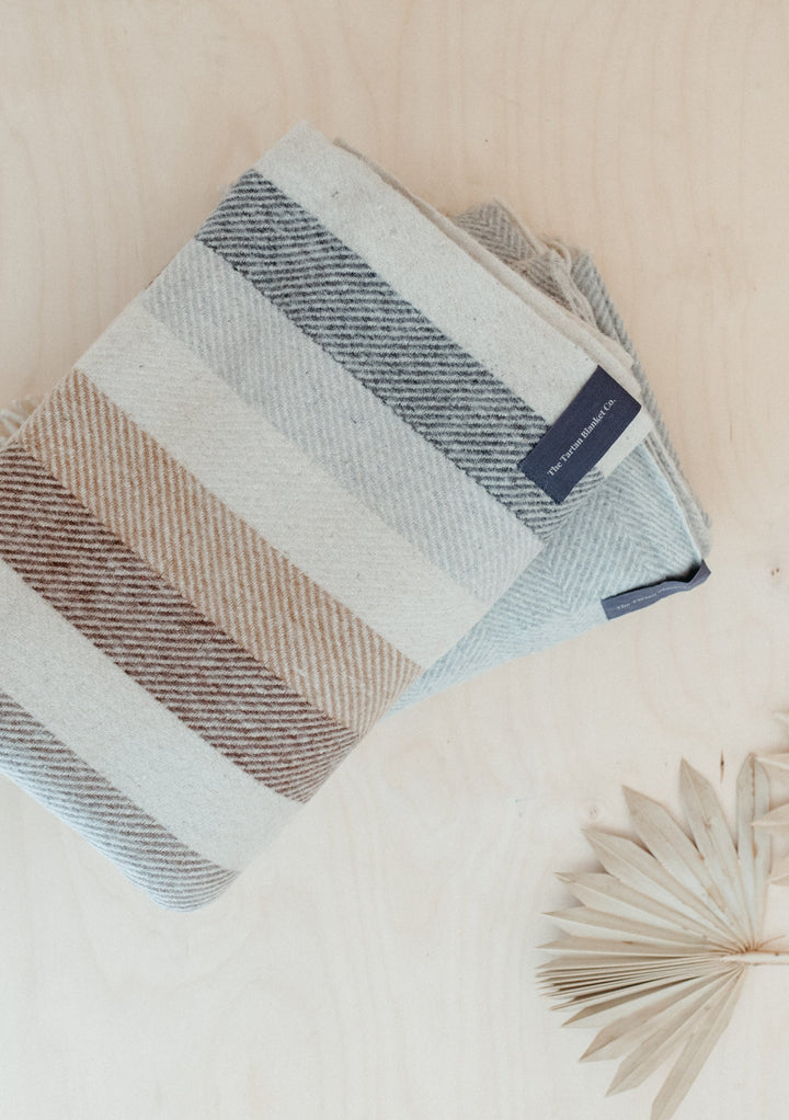 Sample Sale Recycled Wool Blanket in Neutral Stripe