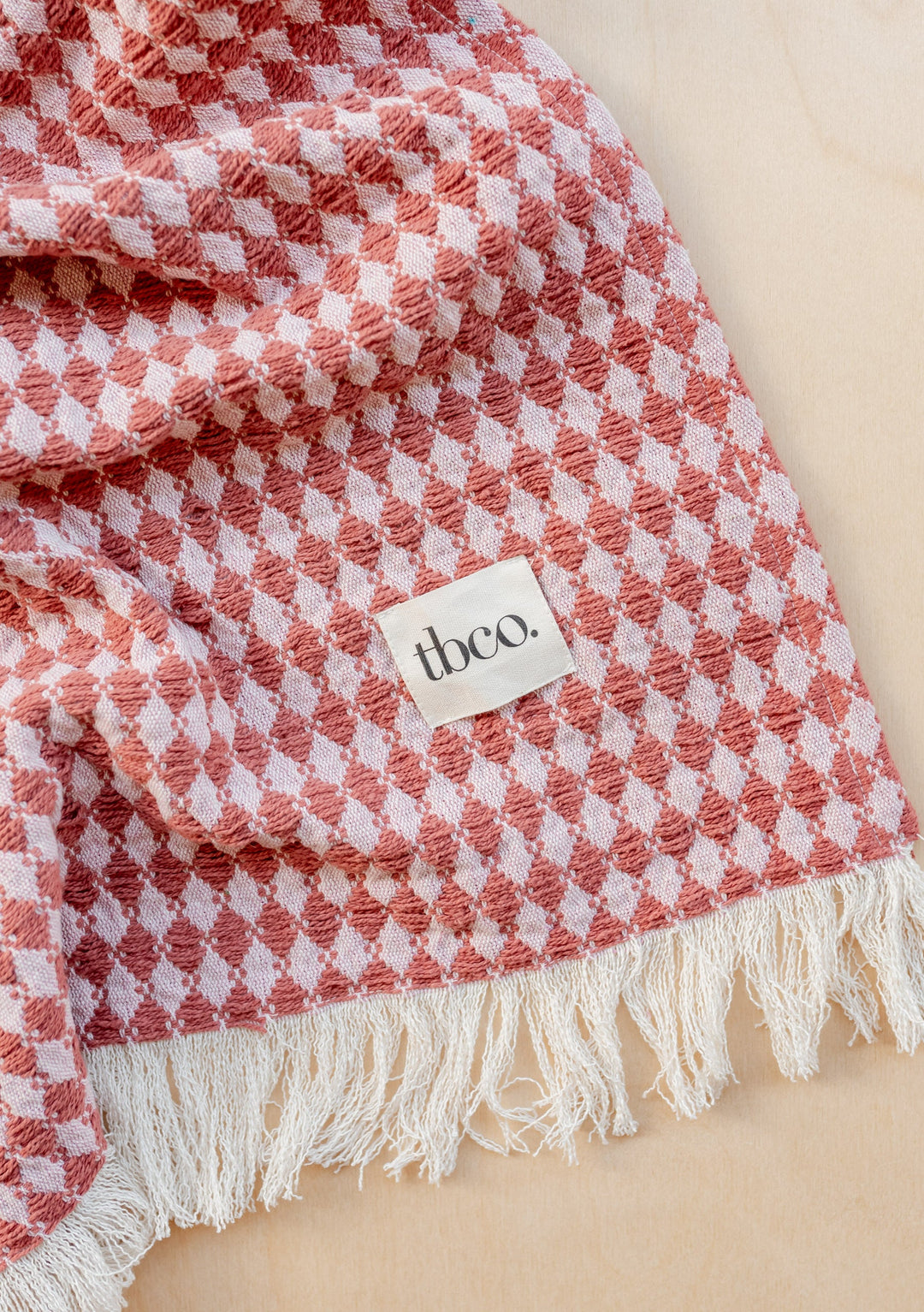 Sample Sale Cotton Throw in Pink Argyle