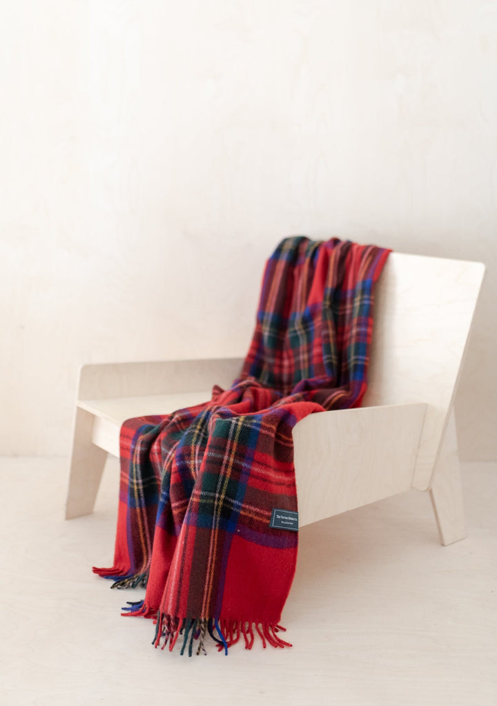 Recycled Wool Small Blanket in Stewart Royal Tartan