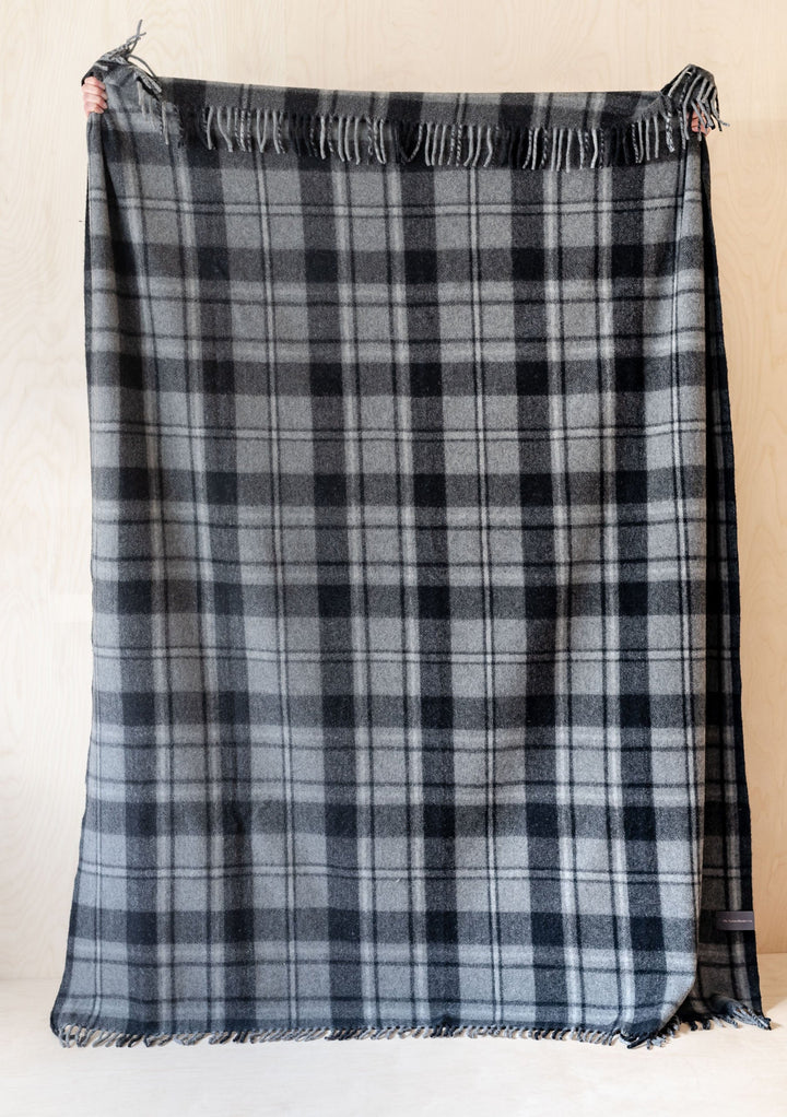 Recycled Wool Blanket in Macrae Grey Tartan