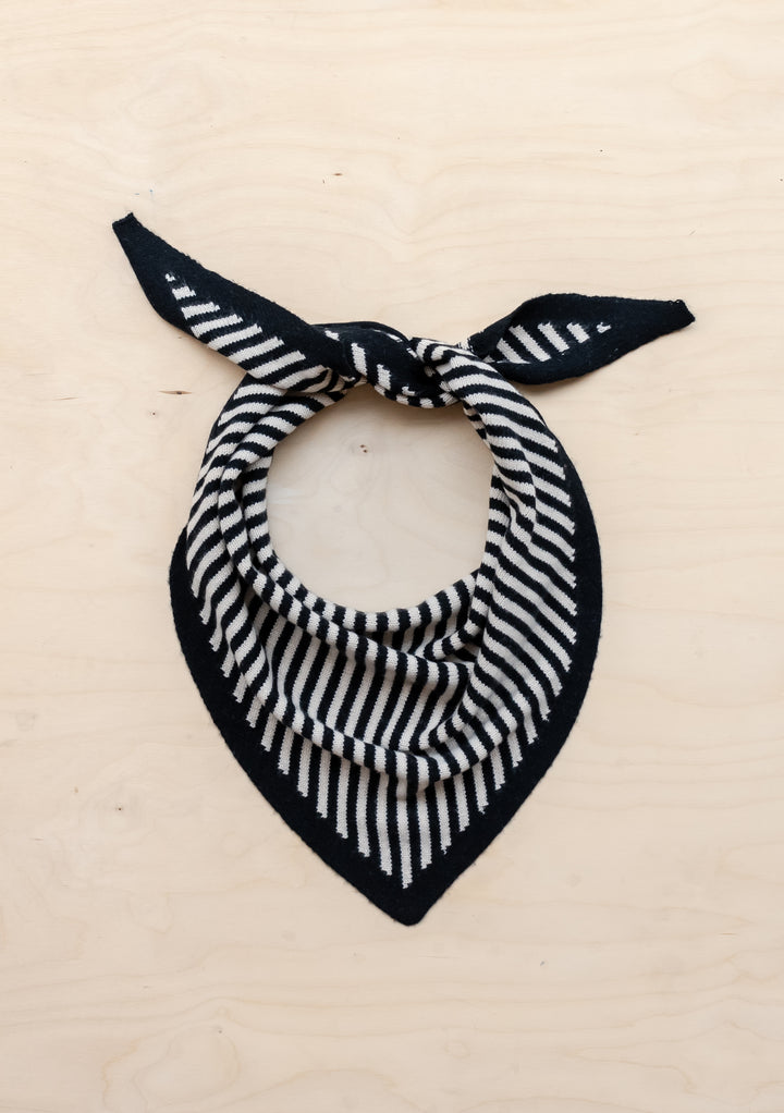 Pre-order Merino Triangle Scarf in Black Stripe