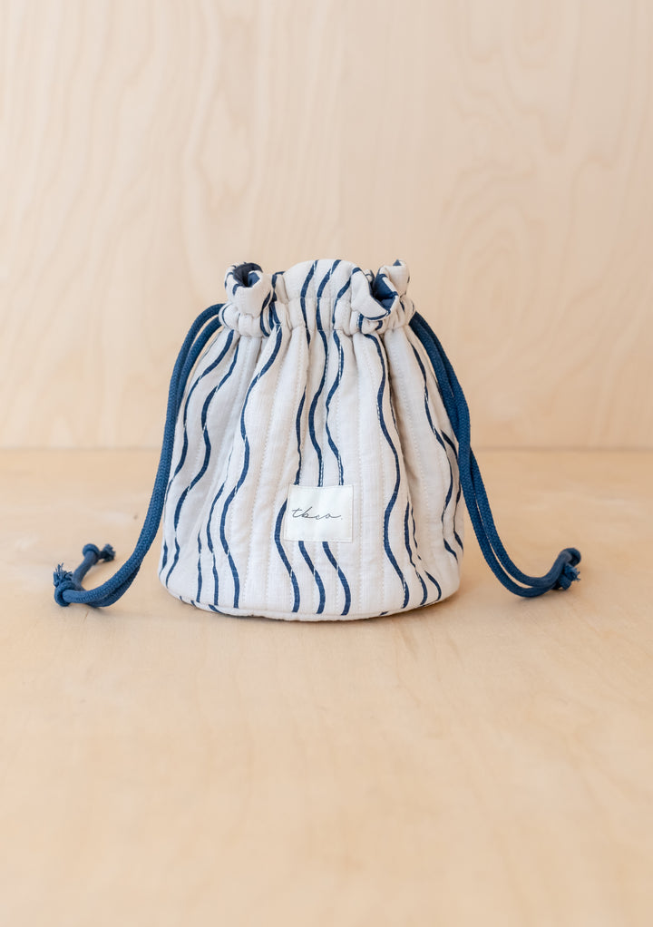 Trousse de toilette en coton bleu vague 