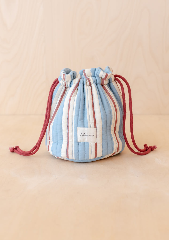 Cotton Wash Bag in Blue Stripe