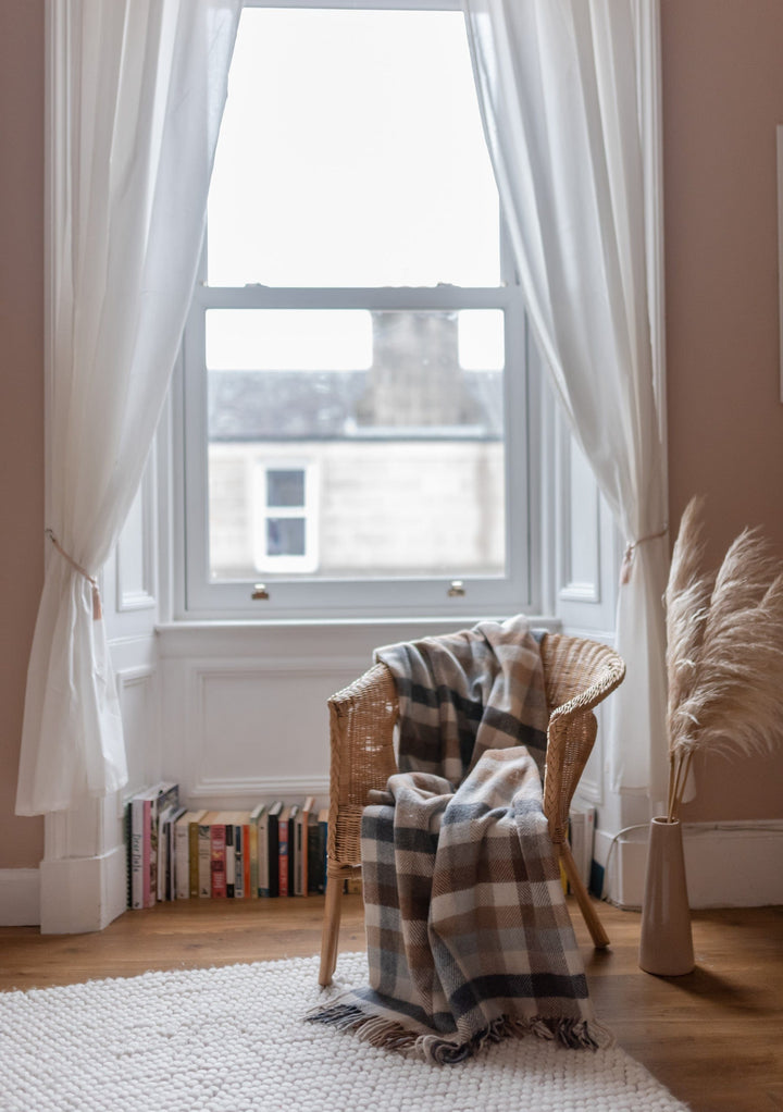 Sample Sale Recycled Wool Blanket in Neutral Check